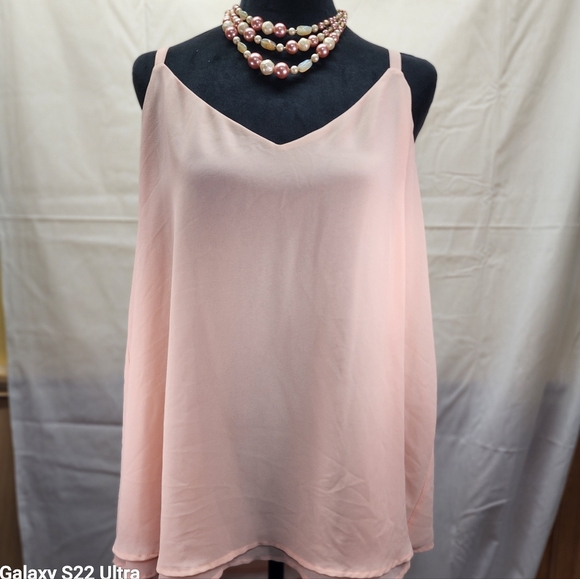 Torrid Size 2X Pink Chiffon Camisole Top Women’s Plus Layered Sleeveless Blouse - Picture 1 of 10